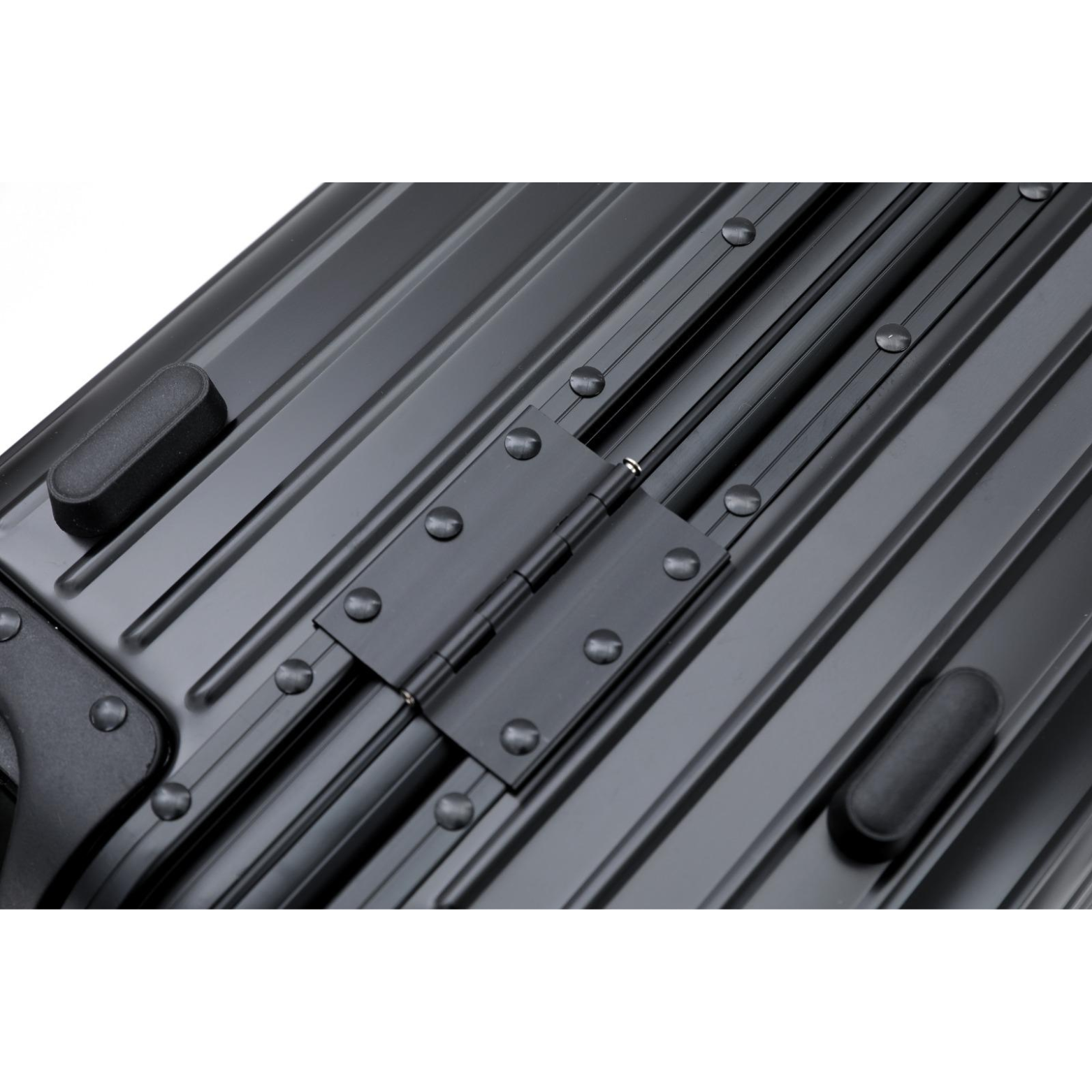 Spacious black aluminum suitcase for organized packing