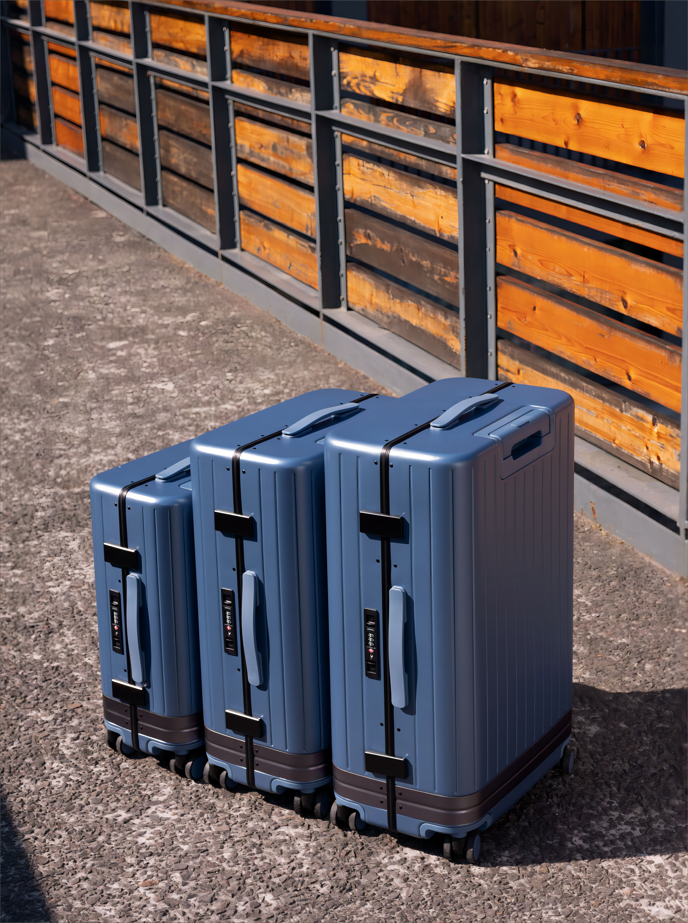 Scratch-resistant Eos polycarbonate suitcase blue for long journeys
