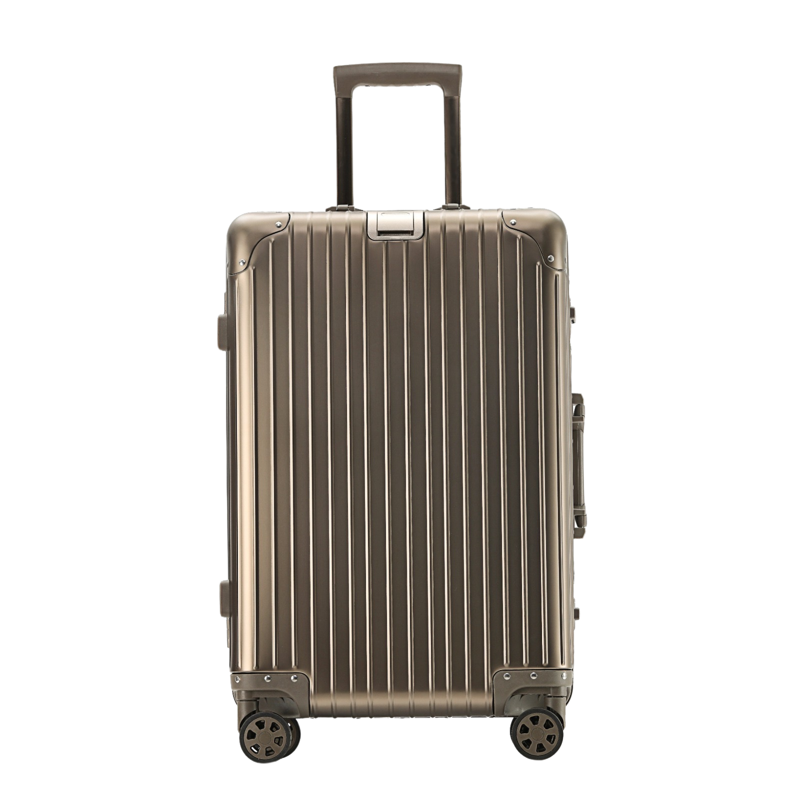Elegant gold aluminum suitcase for stylish travelers