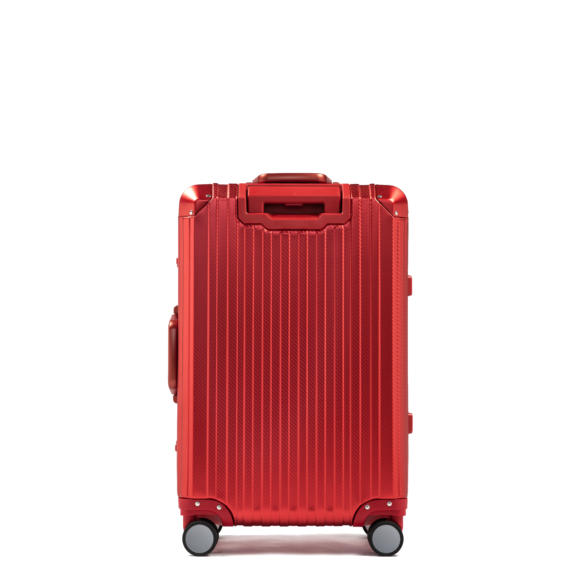 Scratch-resistant red aluminum suitcase for long journeys
