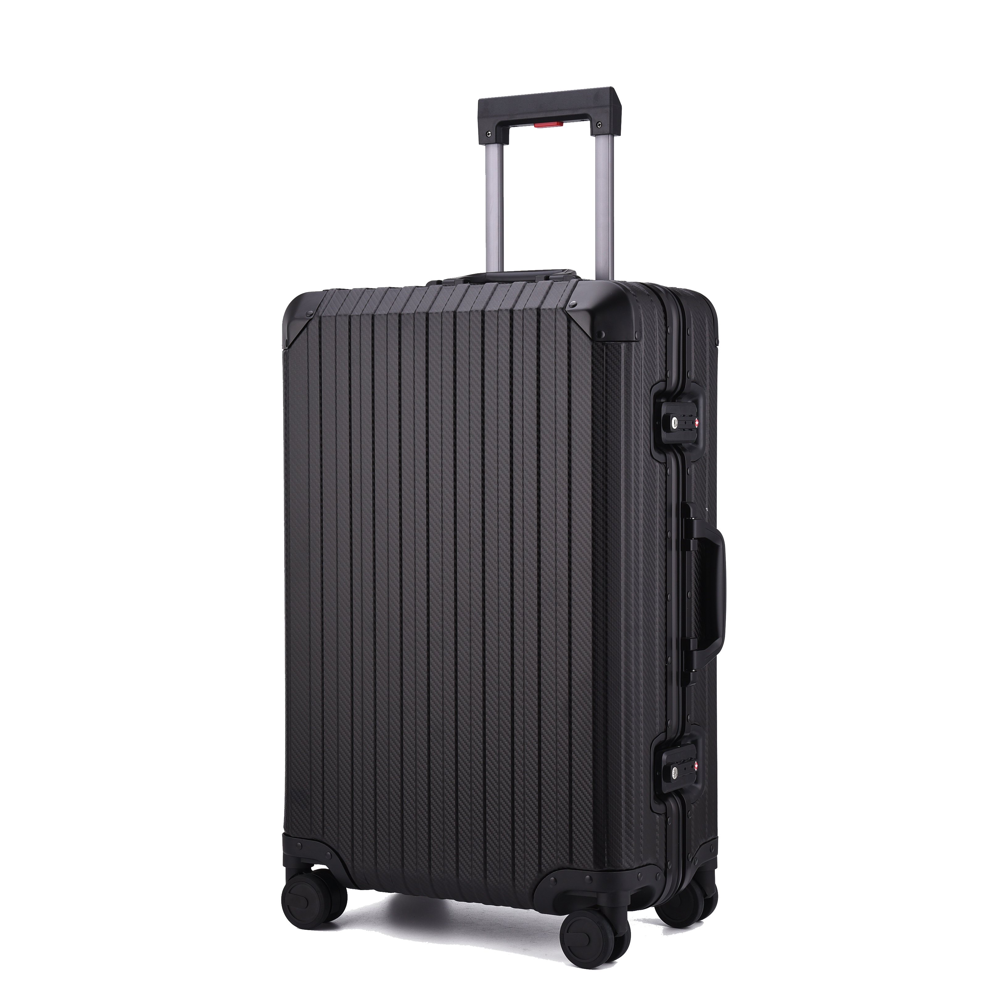 Durable black aluminum suitcase for frequent trips