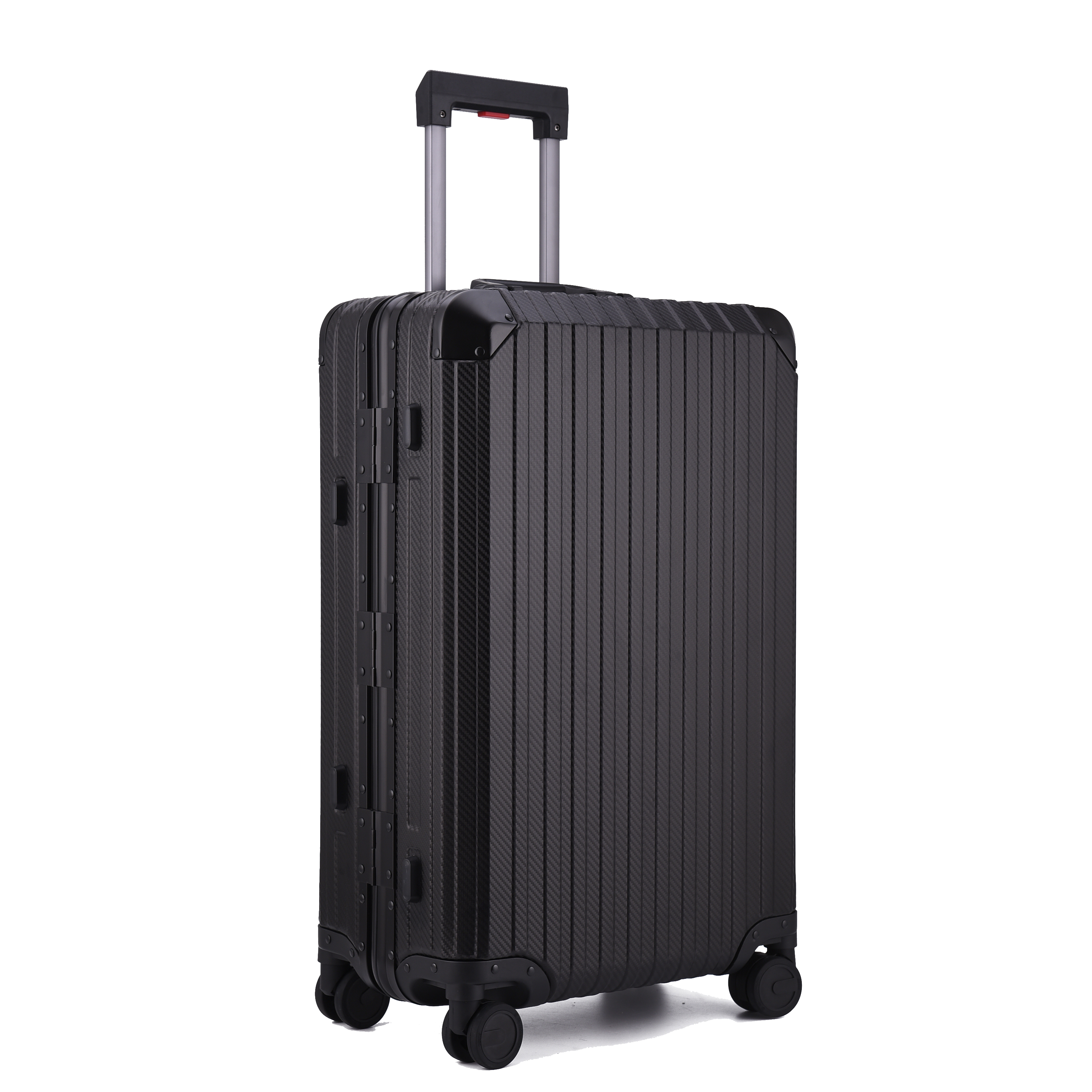 Scratch-resistant black aluminum suitcase for secure travel
